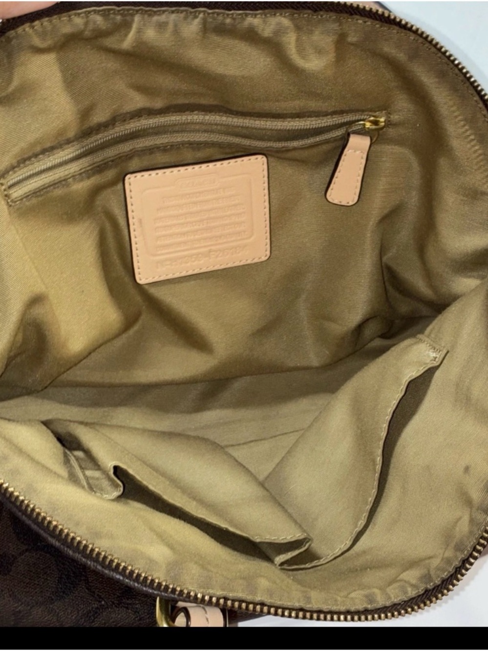 Coach Brown Signature Satchel with Light Beige Trim - Picture 3 of 9